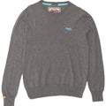 Superdry sweater med rund hals til mænd, stor grå flækket bomuld