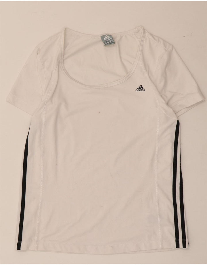 Adidas T-Shirt Top UK 12/14 Medium White Colourblock Polyester