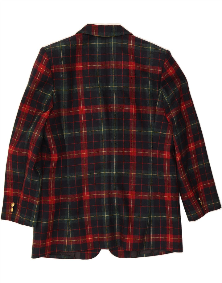 MARINA SPORT Womens 3/4 Sleeve Blazer Jacket Size 19 Small Navy Blue Plaid Vintage Marina Sport and Second-Hand Marina Sport from Messina Hembry 
