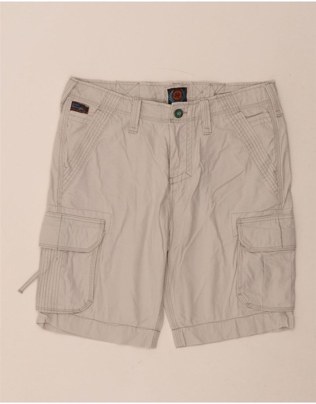 PIAZZA ITALIA Mens Cargo Shorts IT 48 Medium W34  Grey Cotton Vintage PIAZZA ITALIA and Second-Hand PIAZZA ITALIA from Messina Hembry 