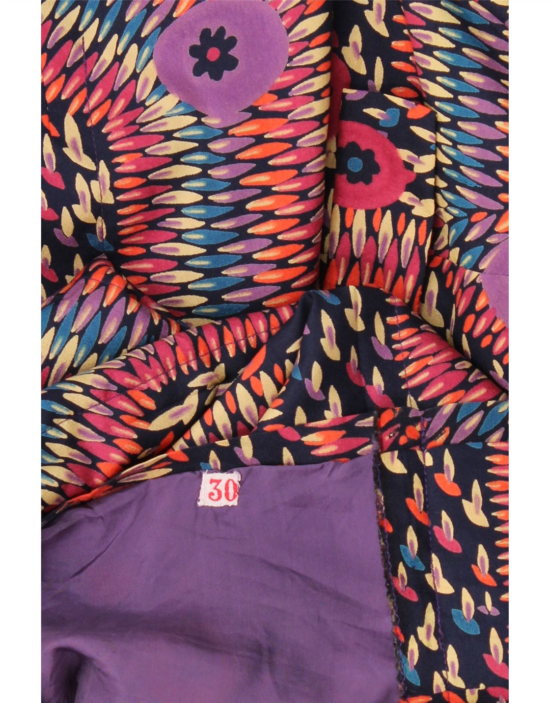 Vintage kvinders langærmet slå-om-kjole UK 12 Medium Multicolored Geometric