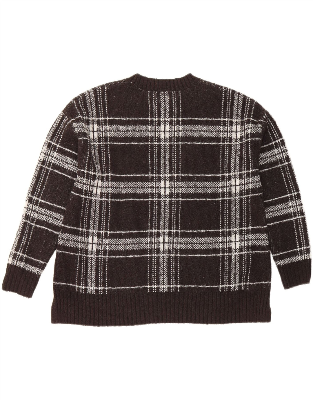 Marks & Spencer Dame sweater med rund hals DK 16 Stor sort plaid