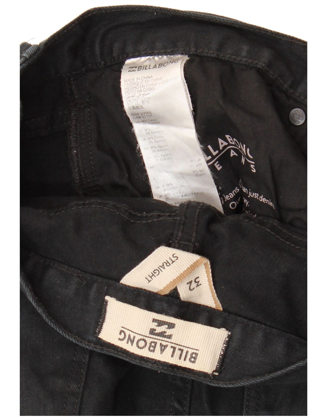 BILLABONG Straight jeans til mænd W32 L29 sort bomuld