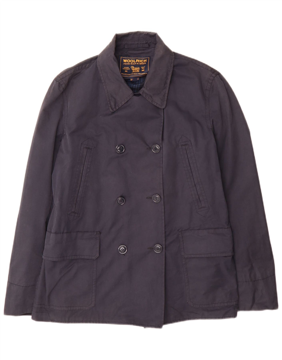 Woolrich Trench Coat til kvinder UK 18 XL Marineblå Bomuld
