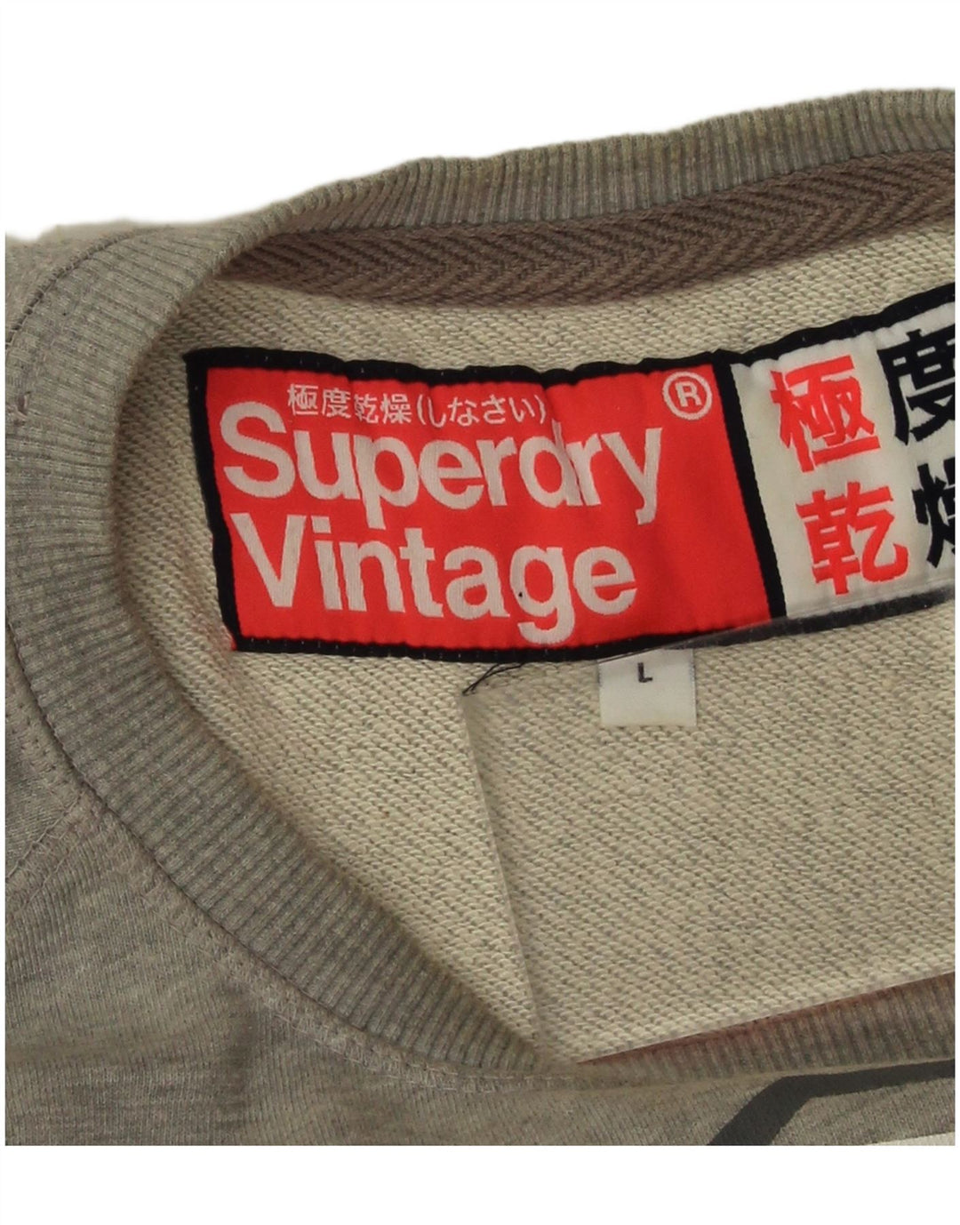 Superdry Womens Crop Graphic Sweatshirt Jumper UK 16 Large Grey Flecked
