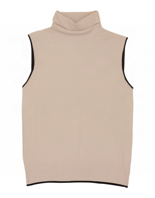 Zara Dame Vest Tank Top UK 12 Medium Beige Viscose