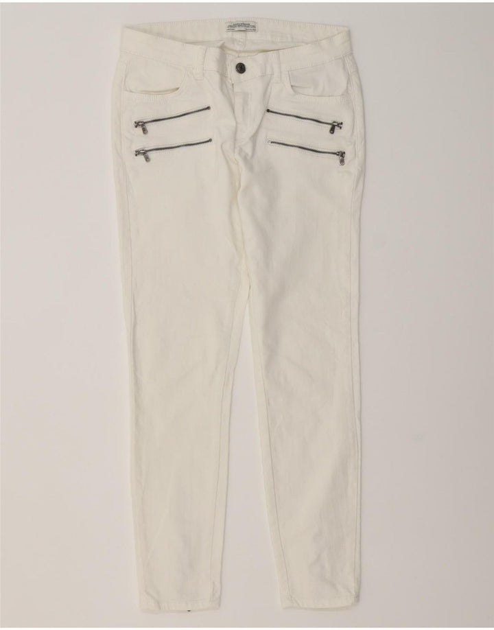 ZARA Dame Cargo Slim Jeans EU 38 Small W28 L27 Hvid Bomuld
