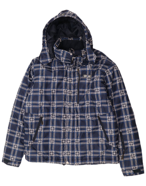 Brugi Herre hættepolstret jakke UK 40 Stor marineblå ternet polyester