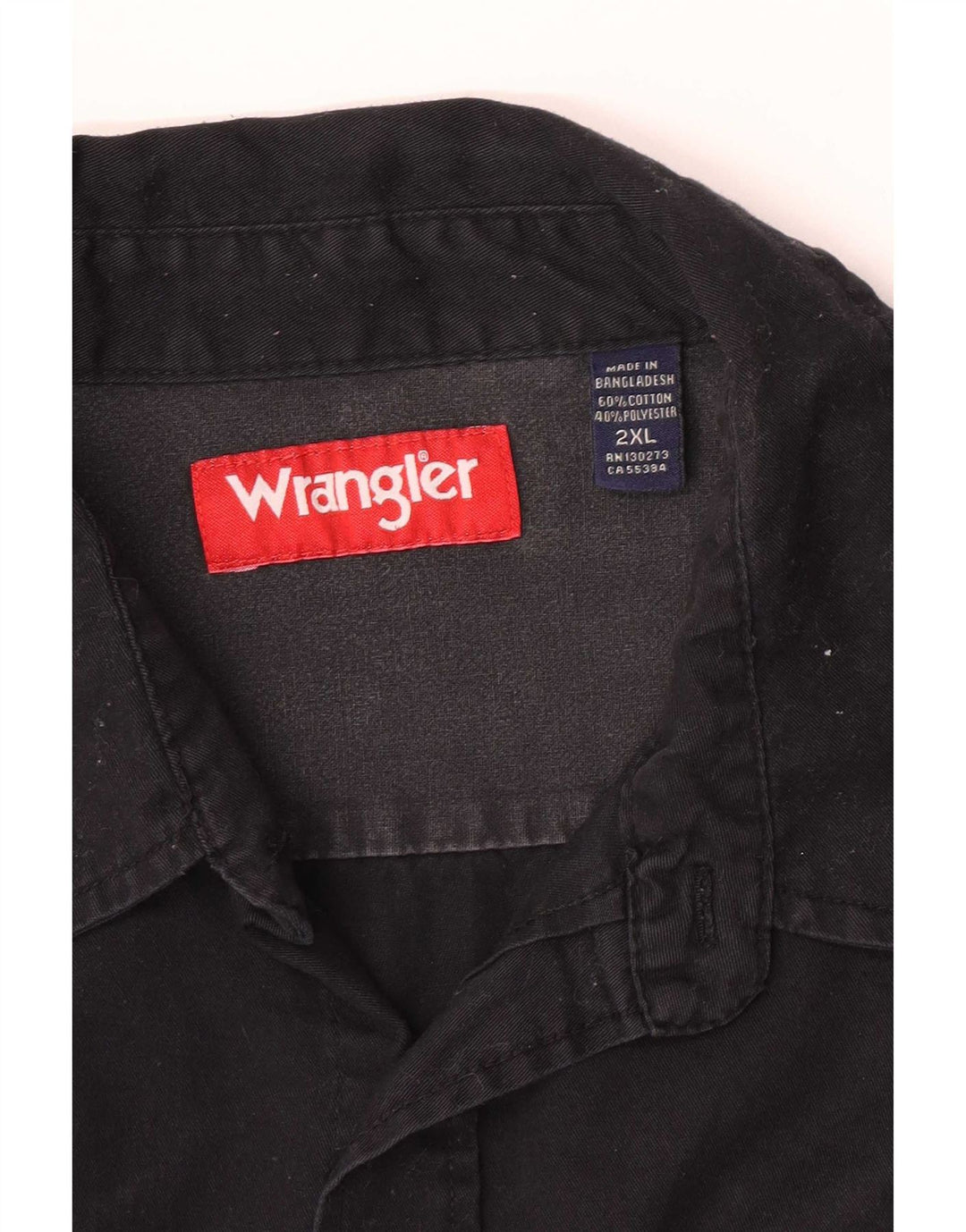 Wrangler Herreskjorte 2XL Sort Bomuld