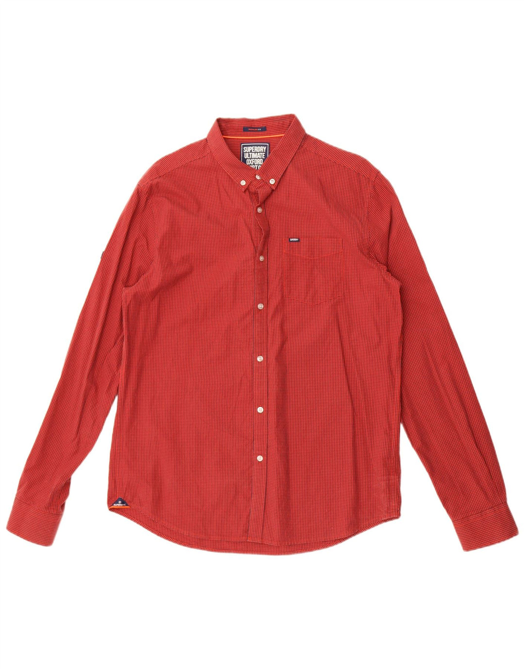 Superdry Herre Regular Fit Shirt XL Rød Gingham Cotton