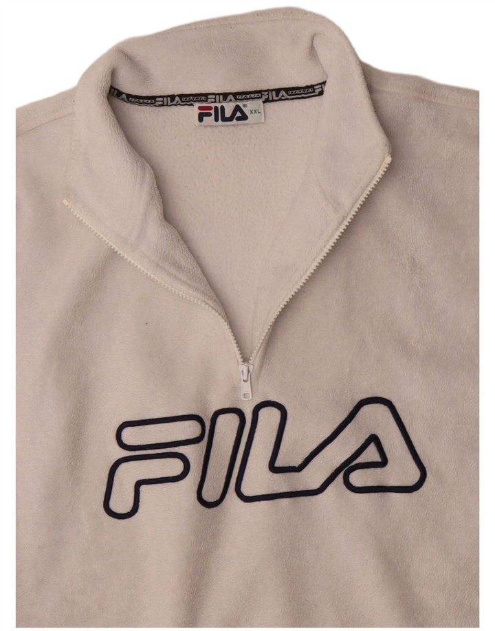 Fila Herre grafisk lynlås hals Fleece Jumper 2XL Off White Polyester