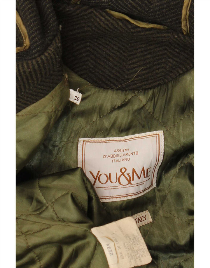 Vintage Herre Hooded Duffel Coat UK 38 Medium Khaki Wool