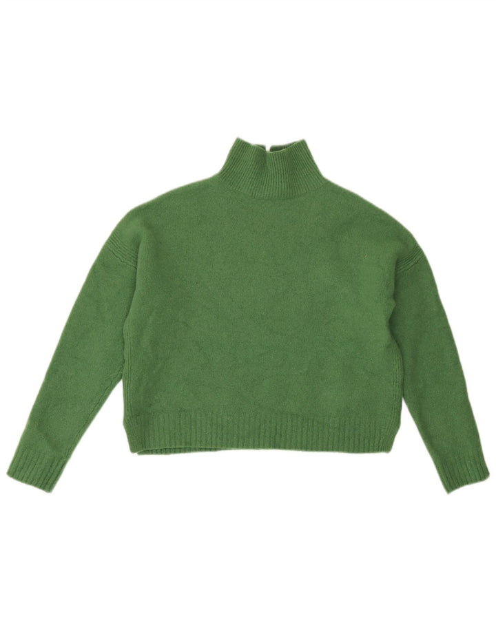 Whistle Womens Crop Turtle Neck Jumper Sweater UK 10 Small Green