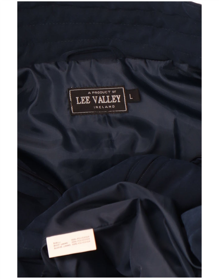 LEE VALLEY Herre polstret jakke UK 40 Large Navy Blue Polyester