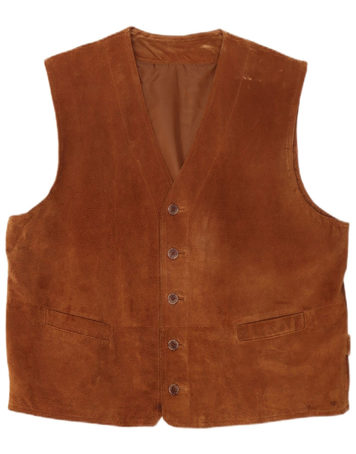 Front Line Herre ruskindsvest UK 48 2XL brunt læder