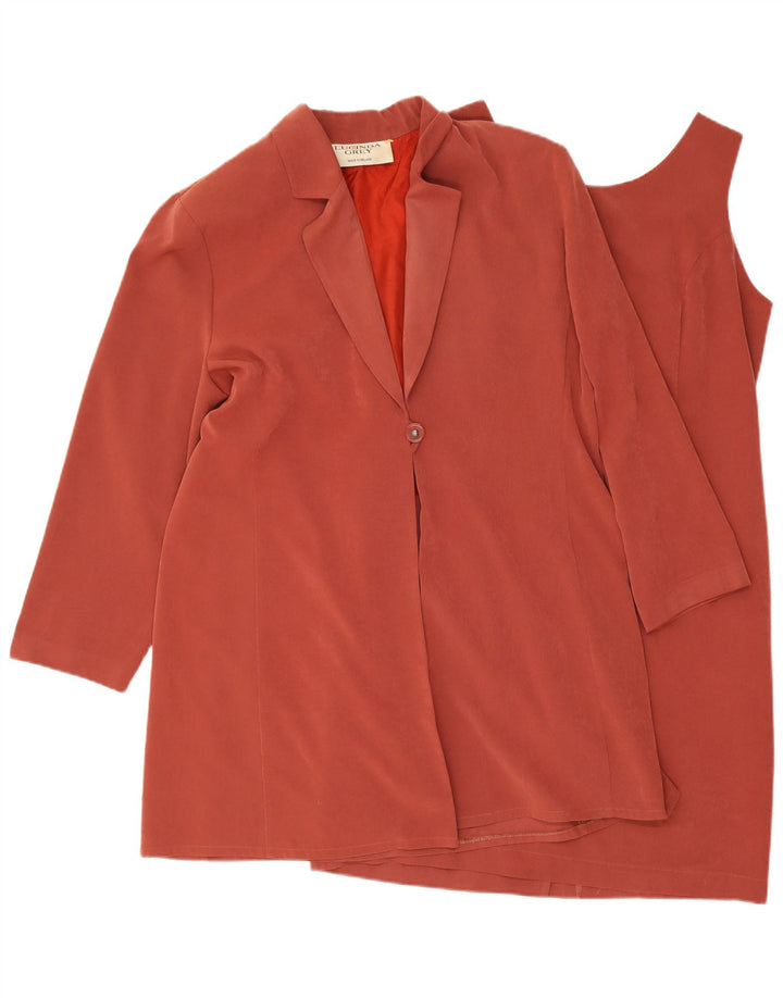 Vintage kvinders 1 knap 2 stykke sæt UK 16 Large Burgundy Polyester