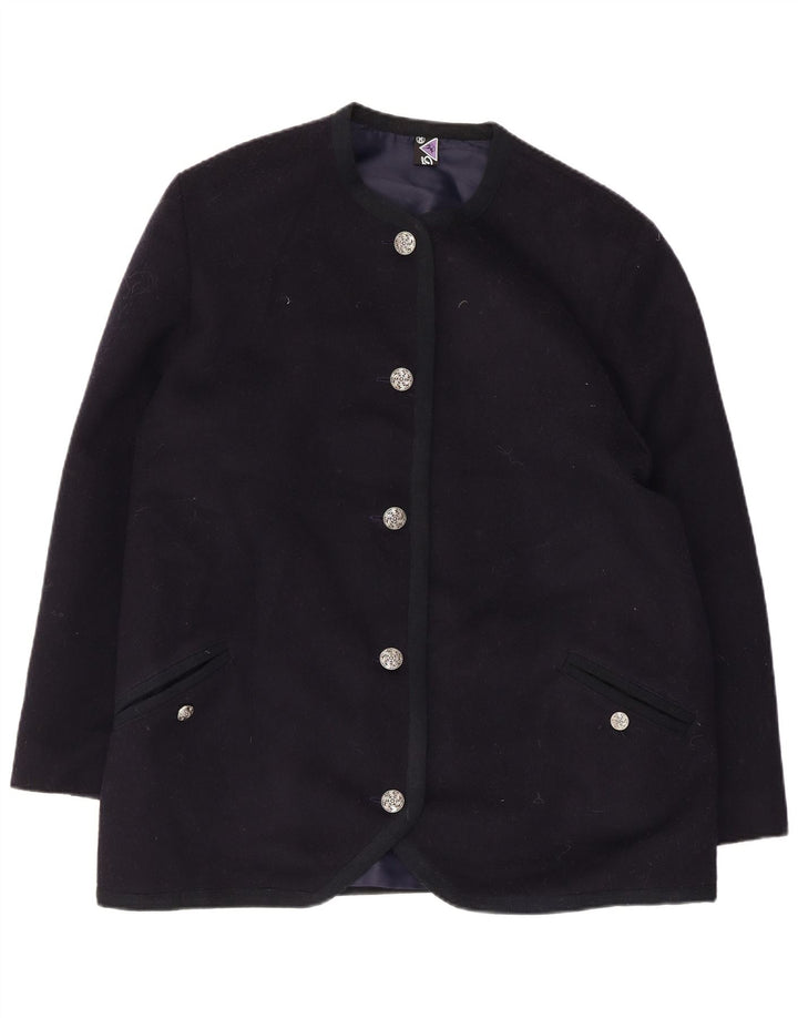 Vintage dame 5-knaps blazerjakke IT 50 XL marineblå uld