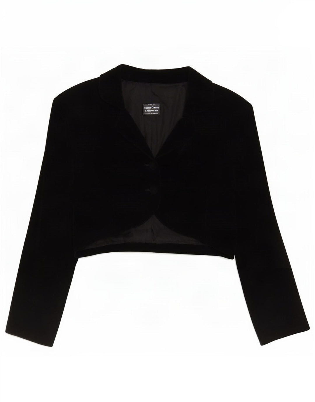 Benetton Womens 2 Button Velvet Bolero Jacket IT 48 XL Sort Modacryl