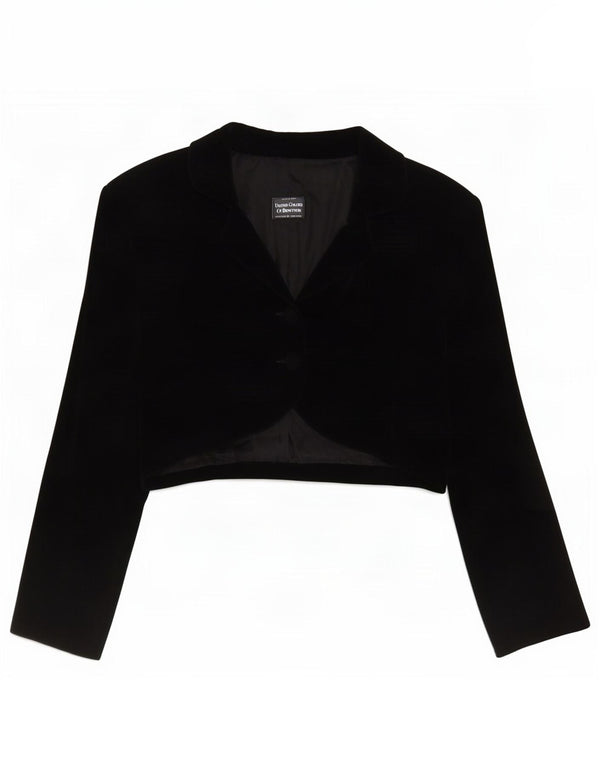 Benetton Womens 2 Button Velvet Bolero Jacket IT 48 XL Sort Modacryl