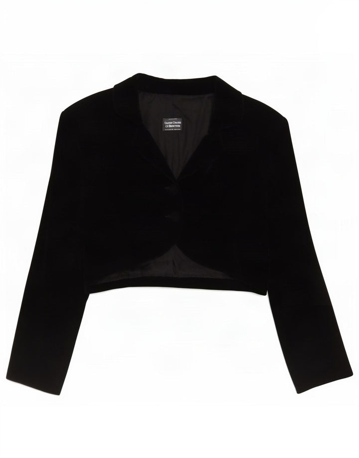 Benetton Womens 2 Button Velvet Bolero Jacket IT 48 XL Sort Modacryl