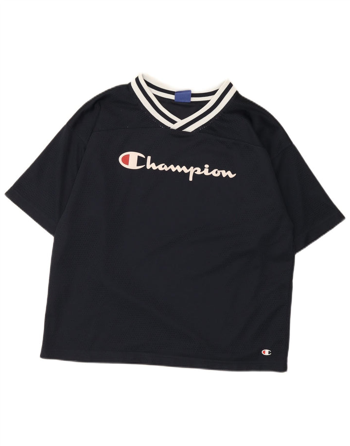 Champion Dame Grafisk T-Shirt Top UK 14 Medium Sort