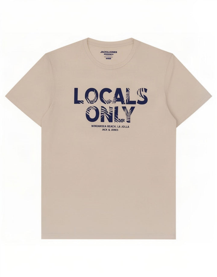 Jack & Jones Herre Regular Fit grafisk T-shirt Top Medium White Polyester