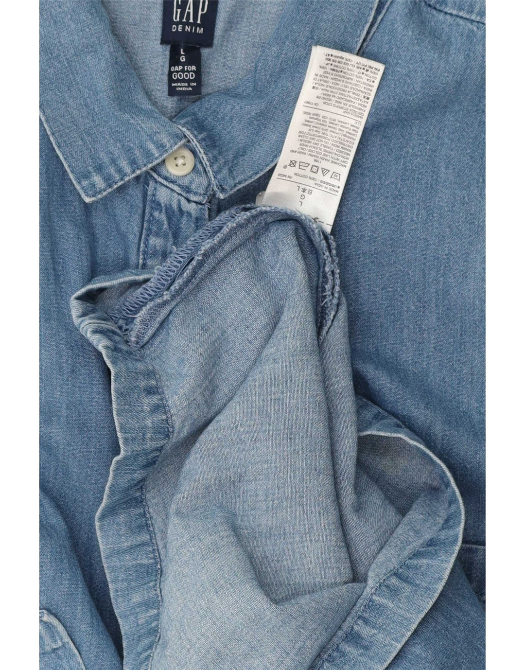 Gant Dame Denim Kjole UK 16 Stor Blå Bomuld