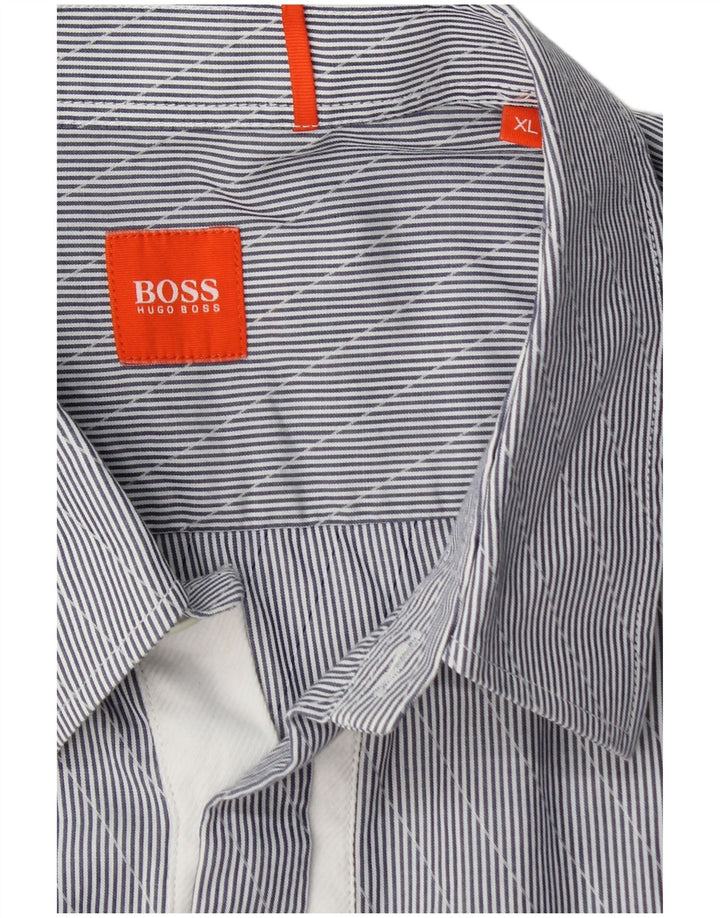 HUGO BOSS Mens Shirt XL Blue Pinstripe