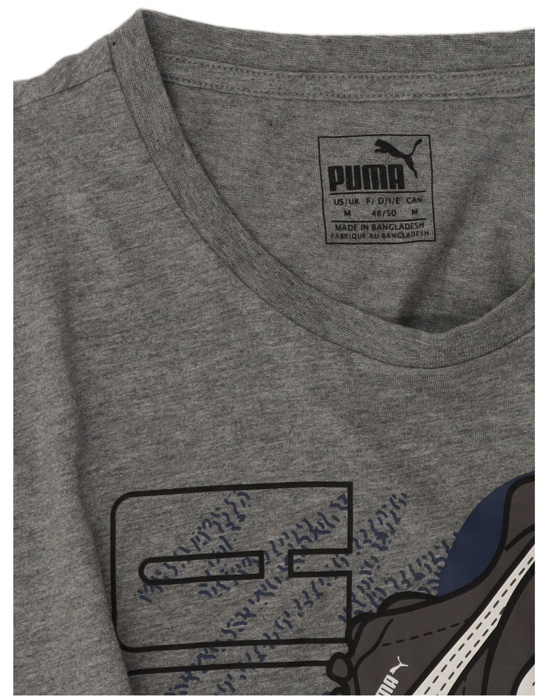 Puma Herre grafisk T-shirt Top Medium Grey Flecked