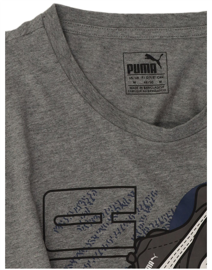 Puma Herre grafisk T-shirt Top Medium Grey Flecked