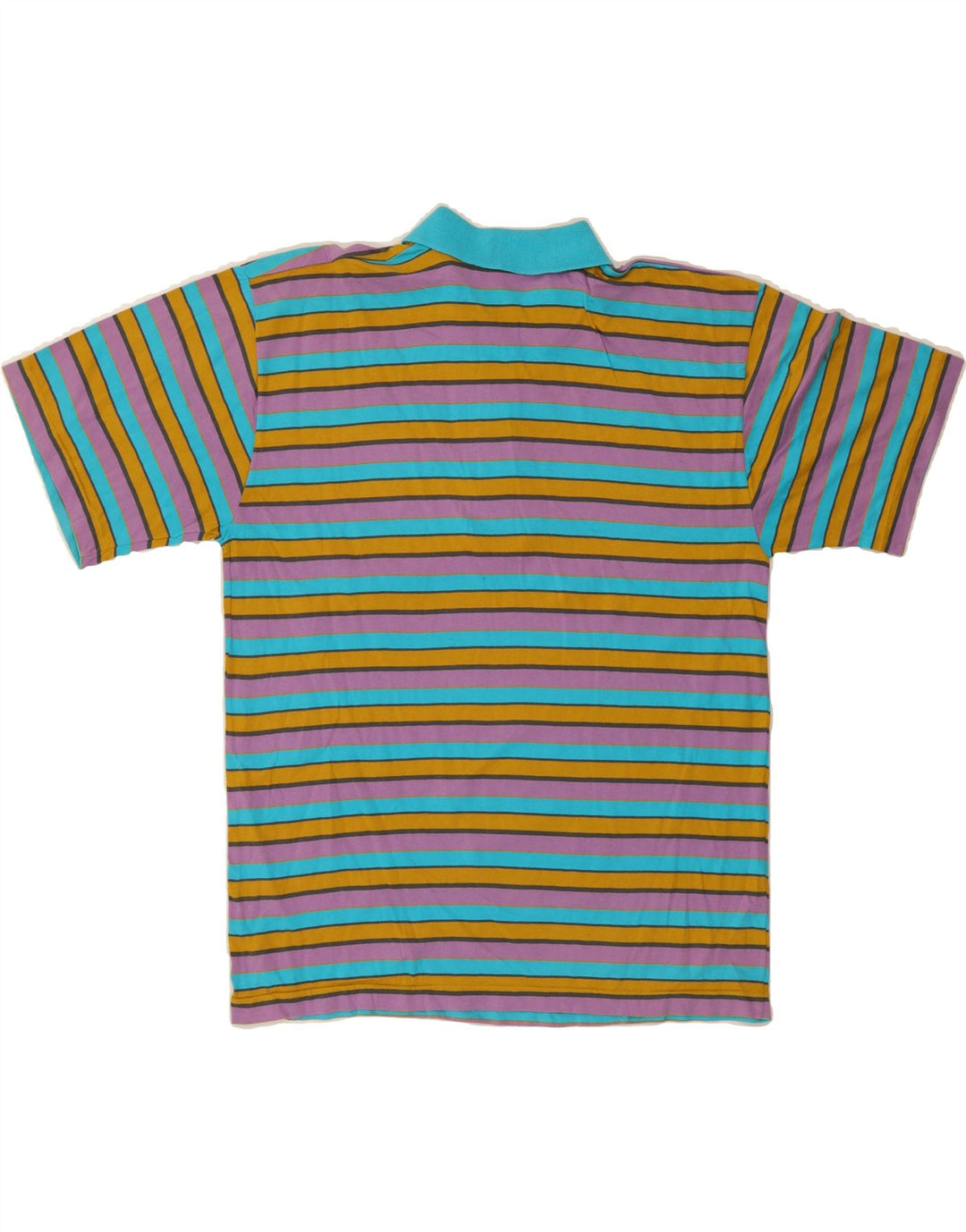 VINTAGE Mens Polo Shirt Large Multicoloured Striped Cotton Vintage Vintage and Second-Hand Vintage from Messina Hembry 