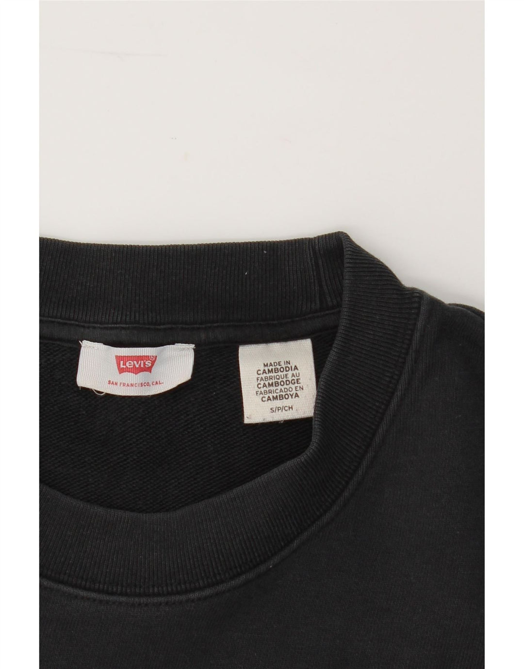 LEVI'S Womens Oversized Graphic Crop Sweatshirt Jumper UK 10 Small Black Vintage Levi's and Second-Hand Levi's from Messina Hembry 