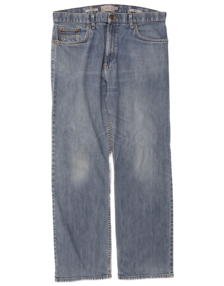 Marks & Spencer Herre Regular Straight Jeans W36 L31 Blue Cotton