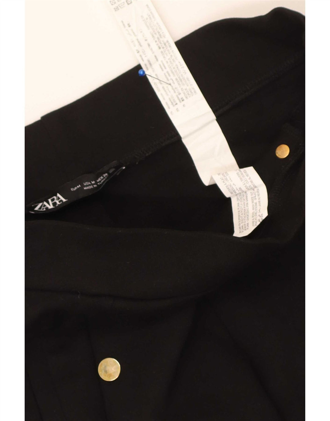 Zara Dame Slim Cropped Trousers Medium W28 L25 Sort Viscose