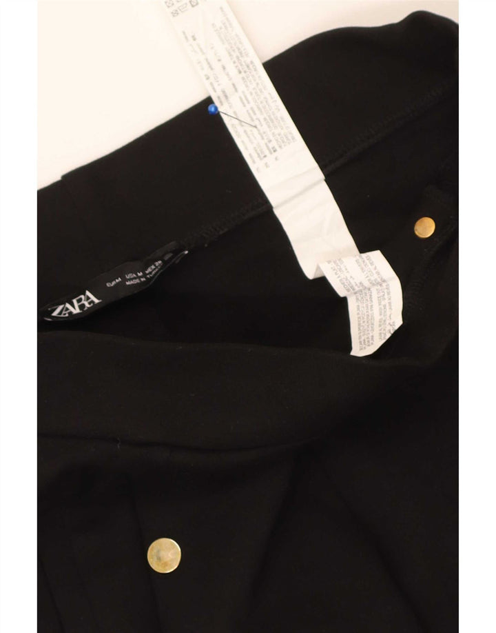 Zara Dame Slim Cropped Trousers Medium W28 L25 Sort Viscose