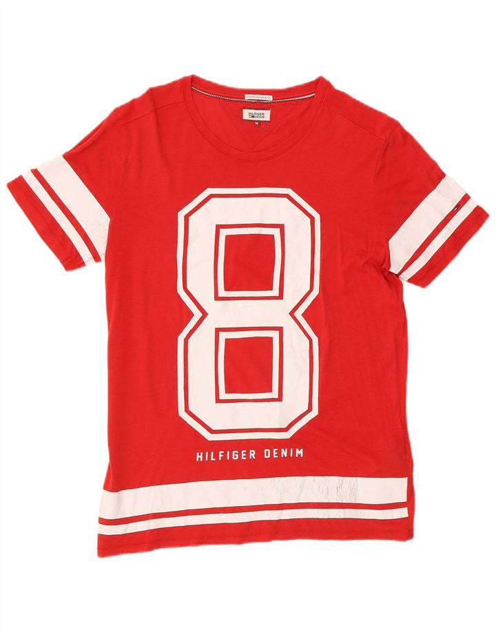 Tommy Hilfiger Herre grafisk T-shirt Top Medium Rød Bomuld