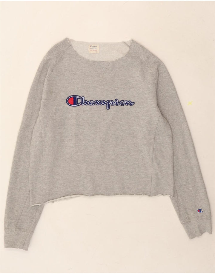 CHAMPION Womens Oversized Graphic Sweatshirt Jumper UK 18 XL Grey Cotton Vintage Champion and Second-Hand Champion from Messina Hembry 