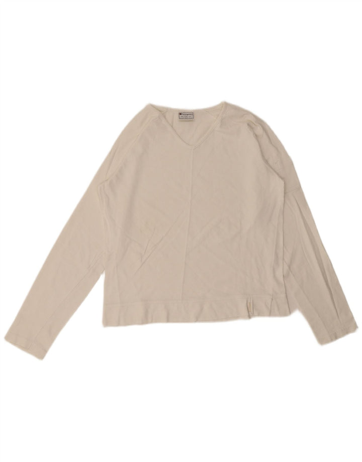 Champion Dame Top Langærmet UK 14 Medium Hvid Bomuld