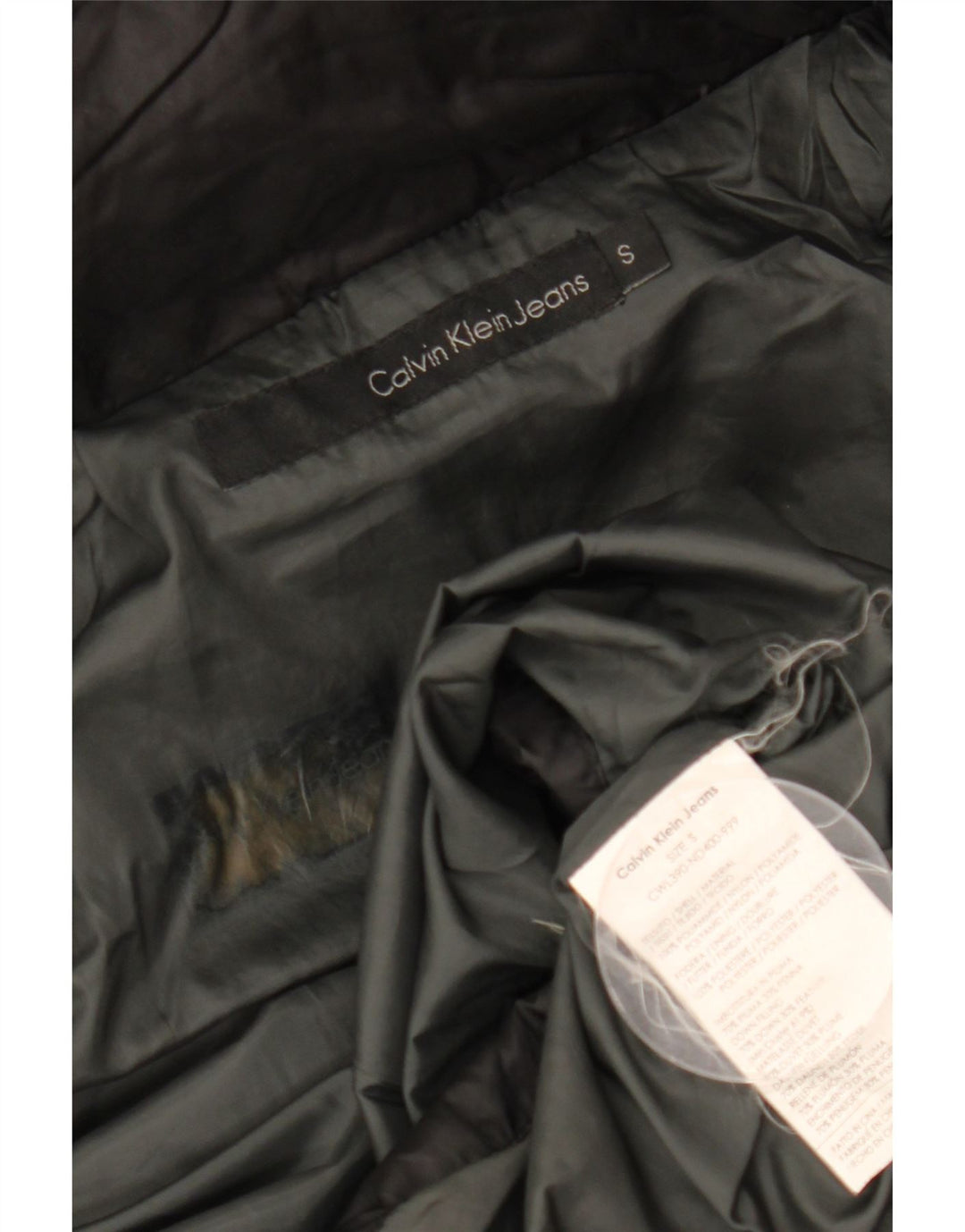 Calvin Klein Polstret frakke med hætte til kvinder UK 10 Lille sort polyamid