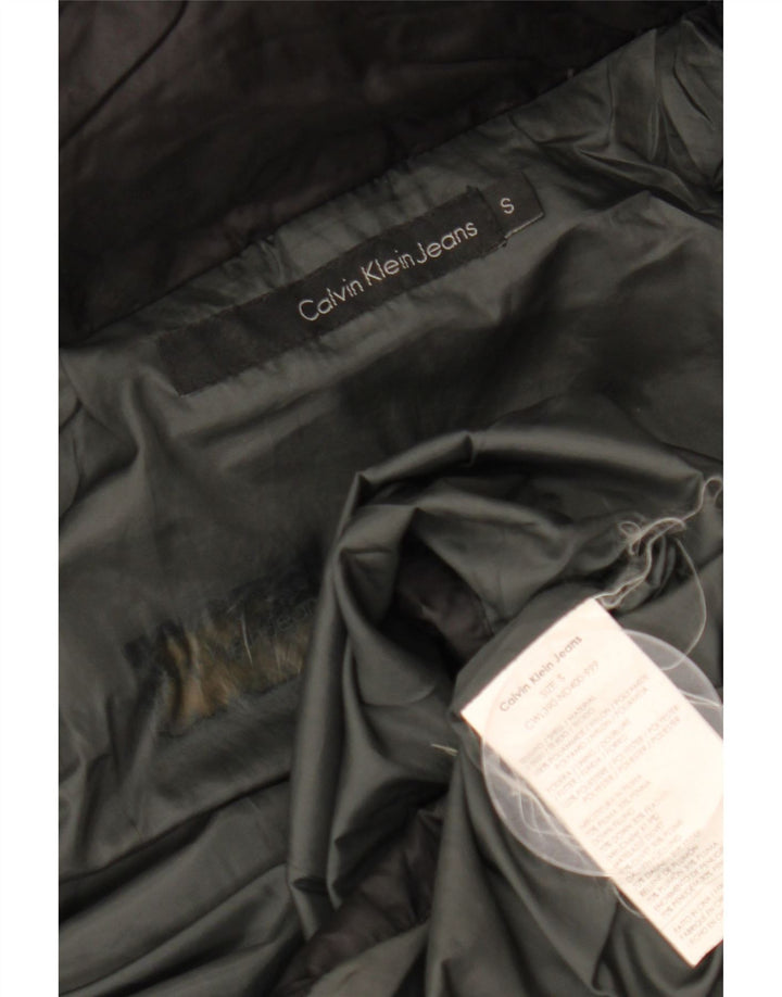Calvin Klein Polstret frakke med hætte til kvinder UK 10 Lille sort polyamid
