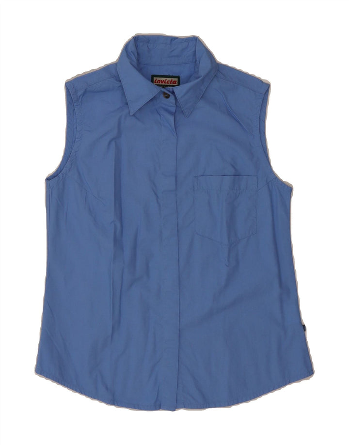 INVICTA Womens Sleeveless Shirt UK 10 Small Blue Cotton Vintage Invicta and Second-Hand Invicta from Messina Hembry 