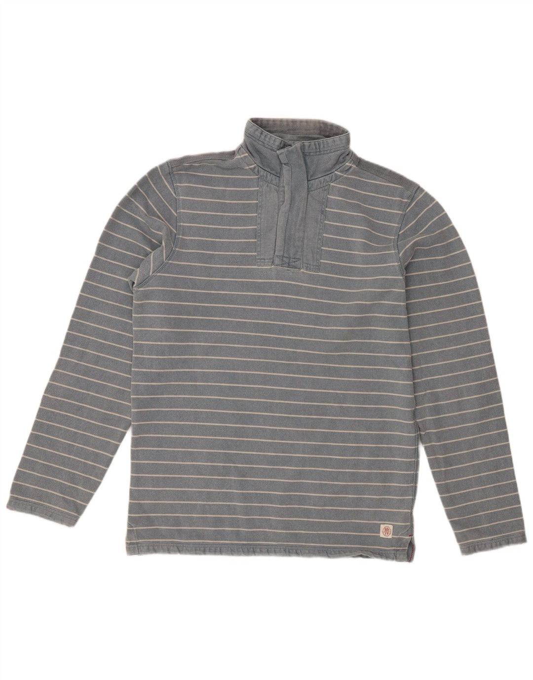 White Stuff Herre Zip Neck Sweatshirt Jumper Medium Blå Stribet Bomuld
