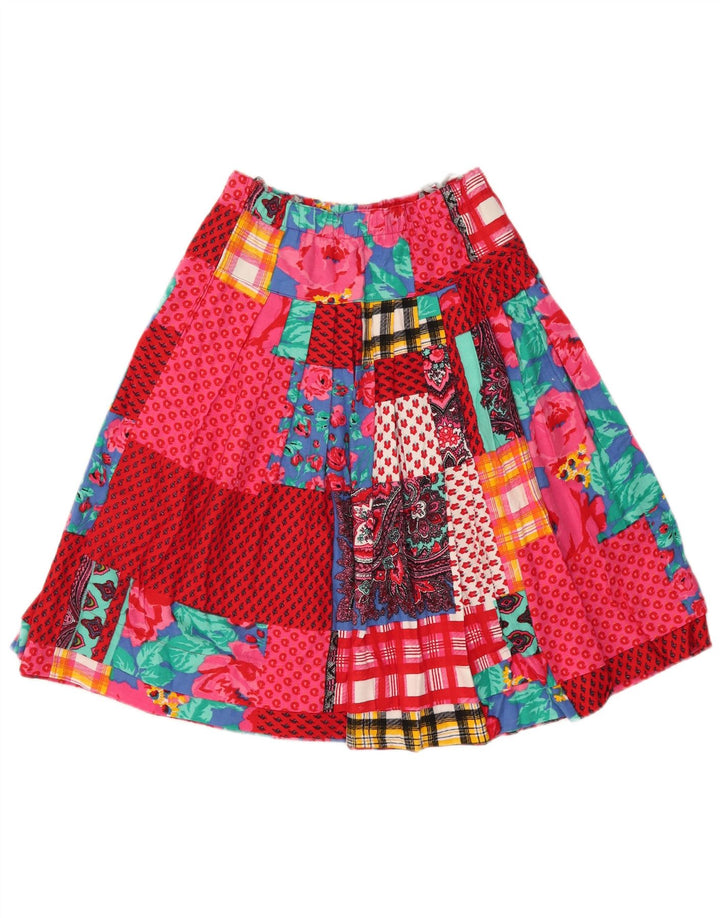 Vintage plisseret nederdel til kvinder UK 10 Small W29 Multicolored Patchwork