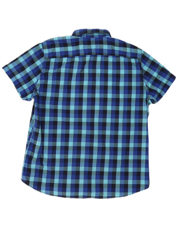 Angelo Litrico Kortærmet Herreskjorte Størrelse 45/46 2XL Blå Gingham
