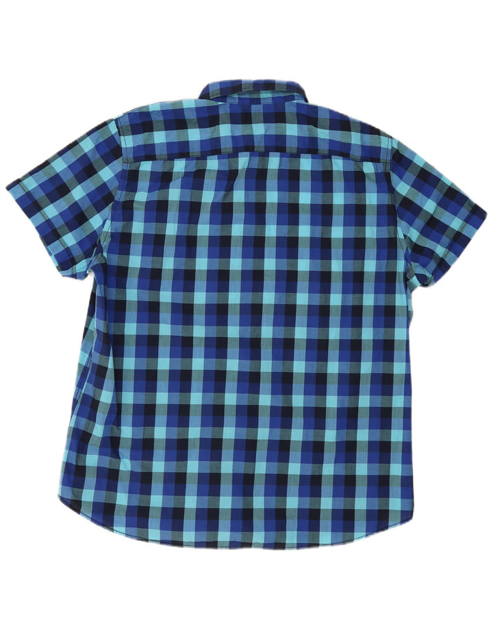 Angelo Litrico Kortærmet Herreskjorte Størrelse 45/46 2XL Blå Gingham