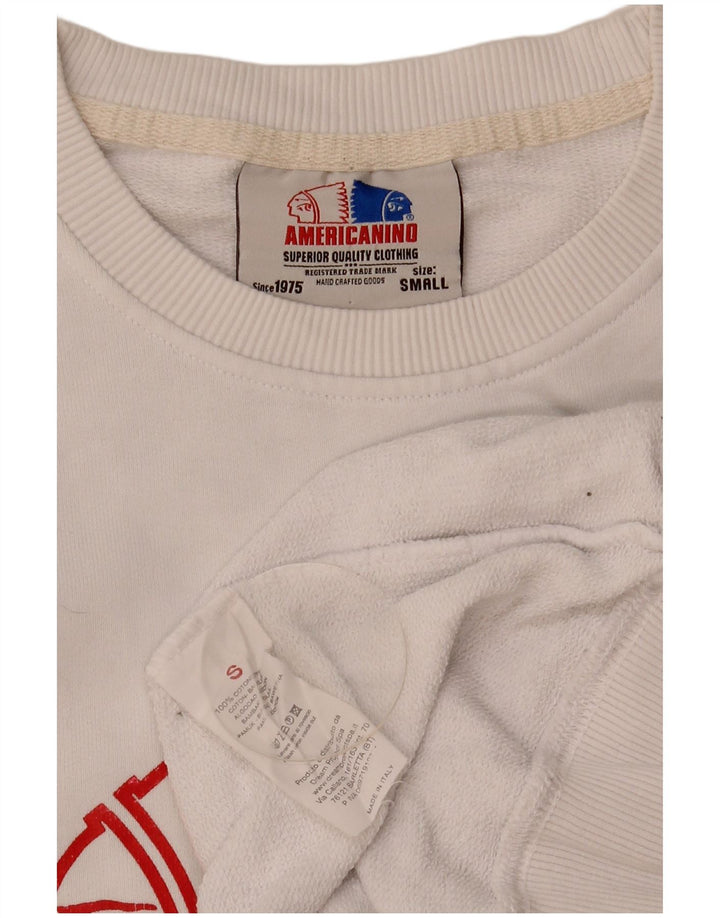 Americanino Herre Grafisk Sweatshirt Jumper Lille Hvid Bomuld