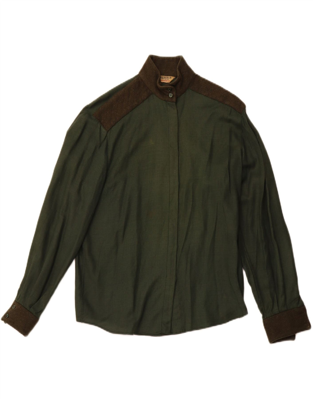 PANCALDI & B Dame Military Shirt Bluse UK 14 Medium Green Colourblock