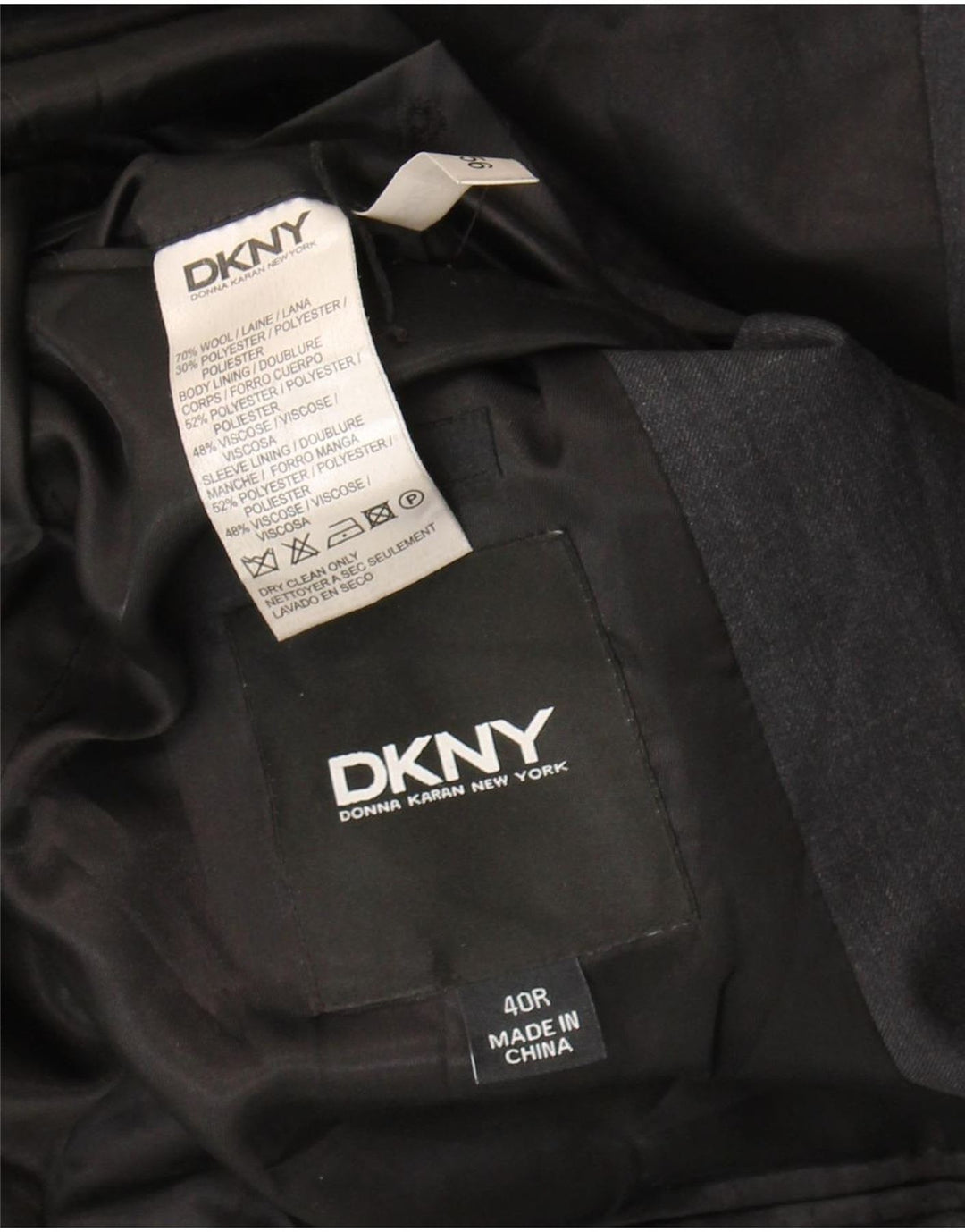 Dkny Herre 2 Knaps Blazer Jakke UK 40 Stor Grå Uld