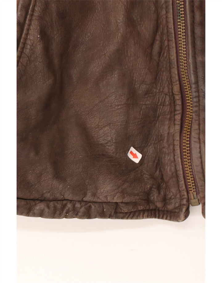 Vintage Herre Læderjakke UK 38 Medium Brun Læder