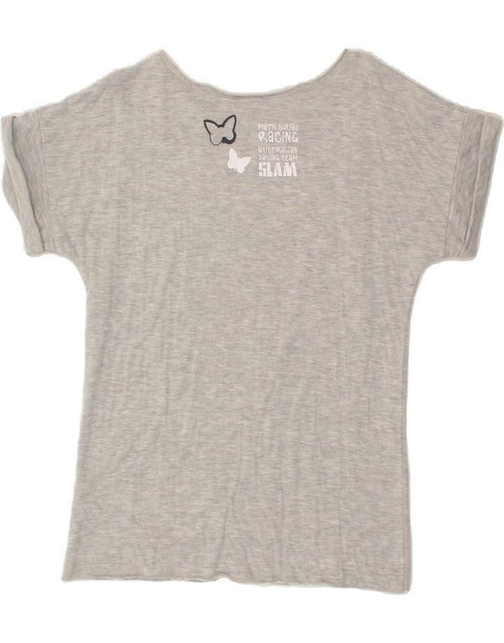 SLAM Womens Graphic T-Shirt Top UK 10 Small Grey Cotton Vintage Slam and Second-Hand Slam from Messina Hembry 